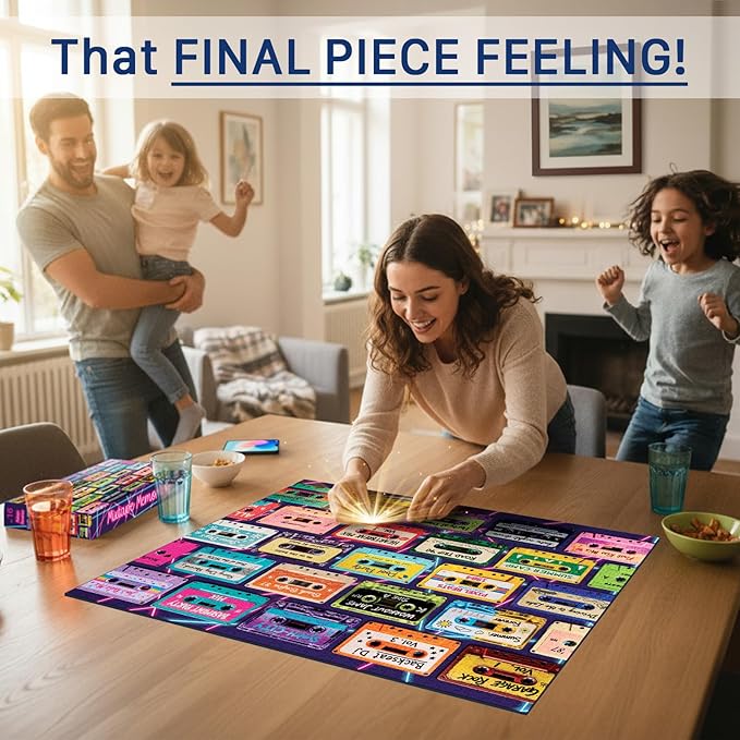 Mixtape Memories (No. 16) – 1000 Piece Retro Jigsaw Puzzle for Adults | Printed in USA | Satin Low-Glare Finish | Random Ribbon Cut | Bonus Poster | Premium Display-Worthy Box | Final Piece Puzzles