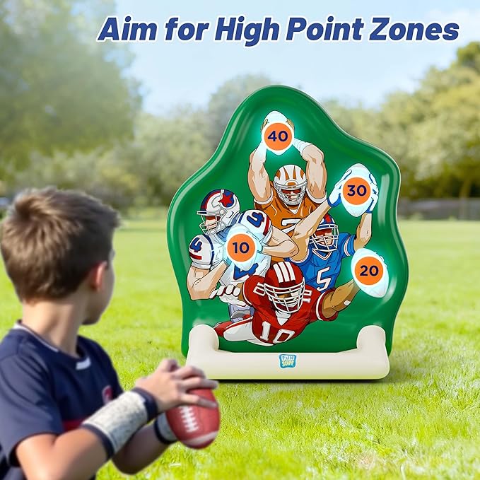 Funscape Kids Fun Pool Toys, Inflatable Football Toss Target Game, Swimming Pool Floats, Beach Yard Outdoor Water Play, Summer Party Birthday Sport Gift 3 4 5 6 7 8 9 12 Yrs Boy Girl Teen