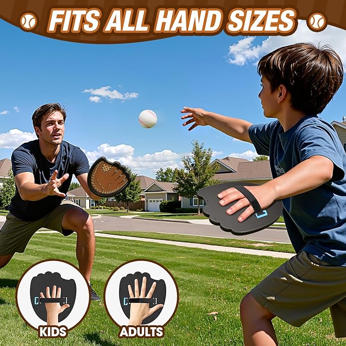 Toss and Catch Ball Set, Outdoor Games for Kids, Beach Yard Camping Toys for Adult & Family, Kids Baseball Glove for 3 4 5 6 7 8+ Year Old Boys & Girls (2 Paddles & 3 Balls)