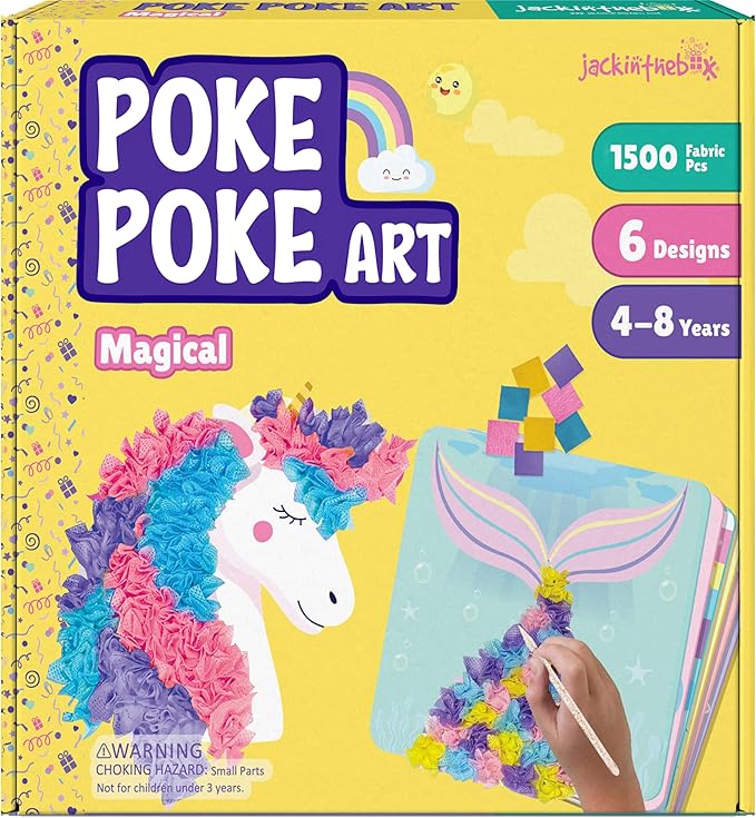 jackinthebox Poke Poke Art – Magical Theme, Mess-Free Fabric Art and Craft, Flower Pressing Kits, Gift for Kids, Girl Gifts, DIY Activity Boy Gift, Best Gift for Girls and Boys Ages 4 5 6 7 8