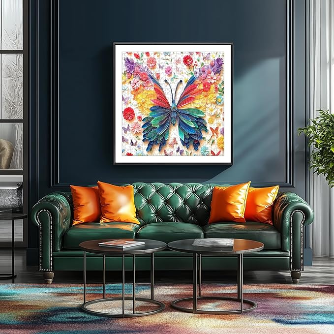 Butterfly Puzzles for Adults 500 Pieces, Colorful Paper Art Flower Butterfly Jigsaw Puzzles Challenging for Family Fun Party Game Gifts Decoration (20 x 20 Inch)