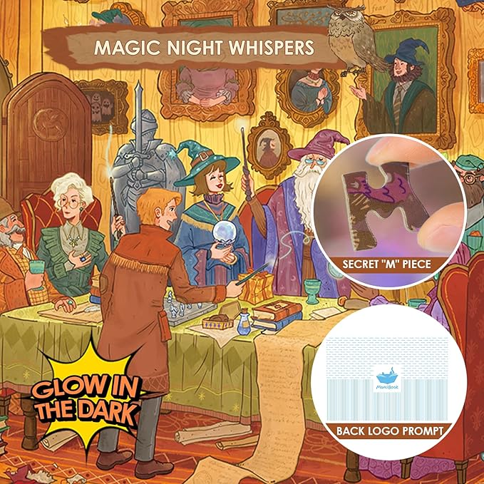 MOMIBOOK Puzzles for Adults 1000 Piece Jigsaw Puzzles of Magic Night Whispers, Glow in The Dark Luminous Painting Image Challenging Hard Impossible Puzzle Unique Funny Party Christmas Birthday Gifts