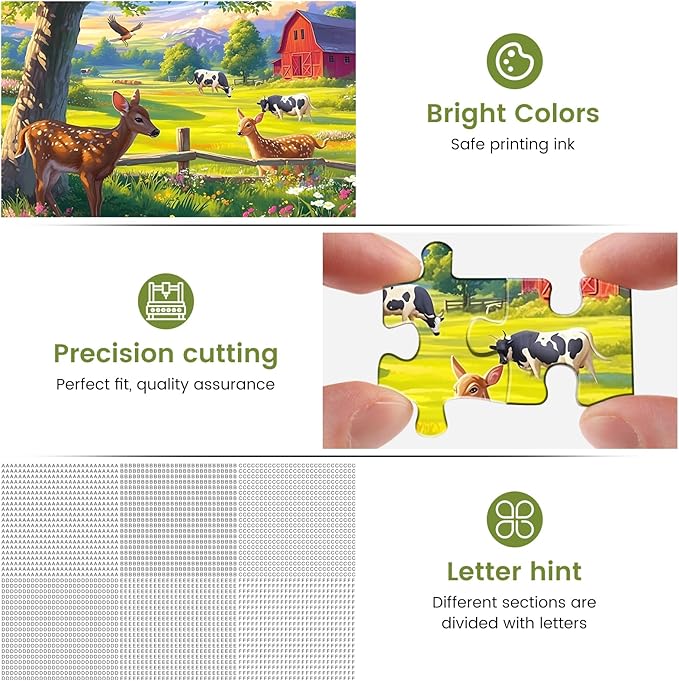 300 Pieces Puzzles for Adult Jigsaw Puzzle 300 Piece Children Elderly Puzzle Deer Cow Farm Puzzle Gift for Mom Dad Family Friend Family Activity Games Home Decor Wall Art 20.5x15IN