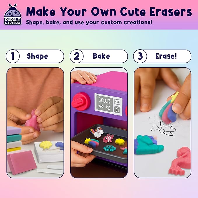 Eraser Lab DIY Clay Cute Eraser Kit for Girls - Unicorn & Mermaid Theme - Fun Craft Activity for Girls Aged 4 5 6 7 8 9 10, Back to School Supply, Birthday Gift Idea