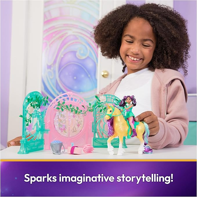 Unicorn Academy, Ava Doll & Color-Change Leaf Stall Playset with 15 Accessories, Dolls & Unicorn Toys for Girls Ages 4 and up