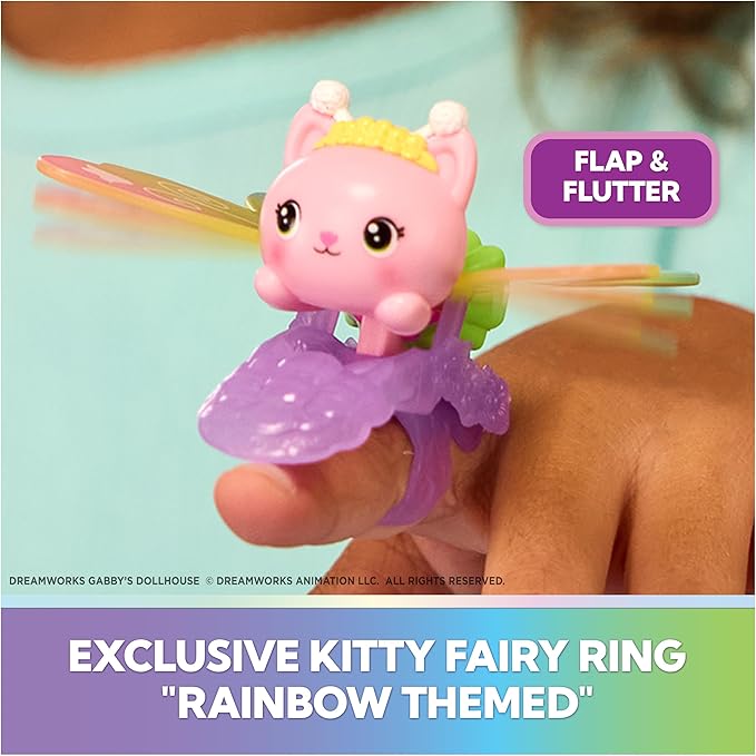 Gabby's Dollhouse Fairylandia, Kitty Fairy’s Flutter-riffic Playset with 12 Pieces & Exclusive Flutter-riffic Ring, Kids Toys for Girls & Boys Ages 3 and Up
