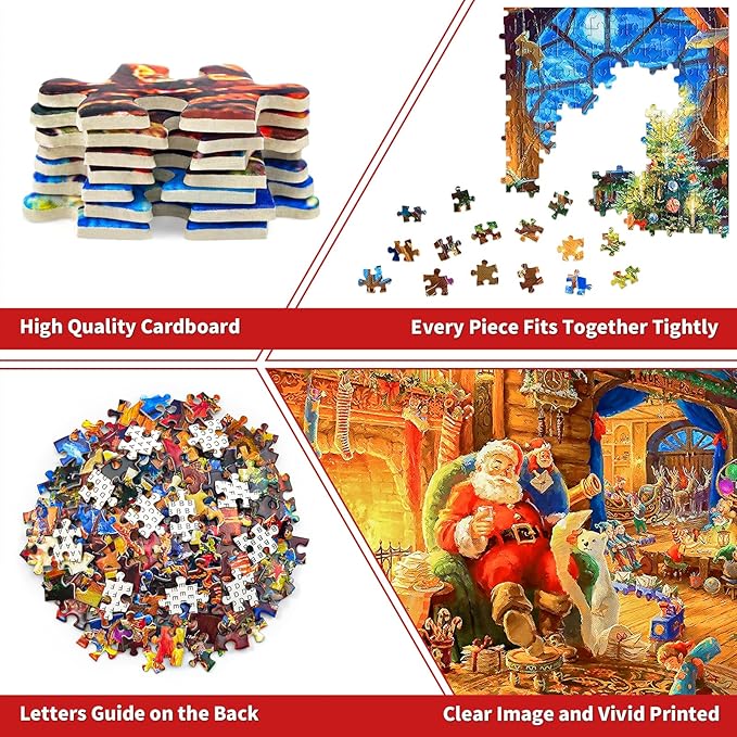 Christmas Puzzles 1000 Pieces, Santa Clause Christmas Puzzle, Santa's Cabin Christmas Puzzles, Christmas Puzzles for Adults 1000 Piece Puzzle for Adults Christmas, Christmas Jigsaw Puzzles