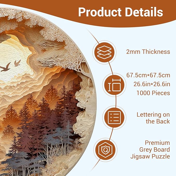 1000 Piece Puzzle for Adults - 3D Cave Forest Jigsaw Puzzles Paper-Cutting Art - Brain Teaser Adult Puzzles -Impossible Hard Difficult Challenging Puzzle- Christmas Birthday Gifts for Women/Men