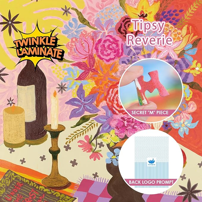 MOMIBOOK 1000 Piece Puzzle for Adults Jigsaw Puzzles of Tipsy Reverie, Twinkle Laminate Painting Image Challenging Hard Impossible Puzzle Unique Funny Party Christmas Birthday Gifts