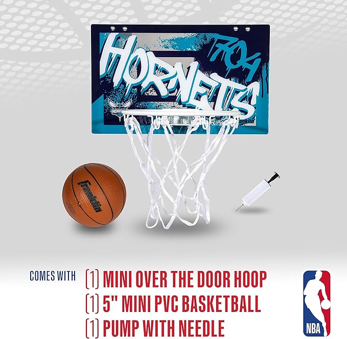 Franklin Sports NBA Team Over the Door Basketball Hoops - Kids Indoor Mini Basketball Hoop + Ball Set - NBA Fan Mini Hoops