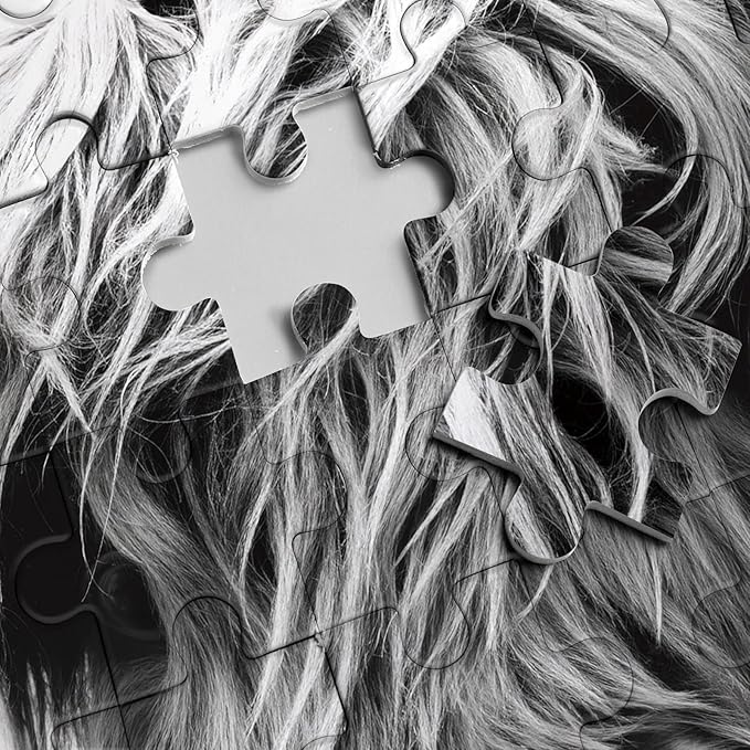Black White Highland Cow Puzzles for Adults 1000 Pieces,Impossible Hard Difficult Challenging Aesthetic Jigsaw Puzzles, Art Animal Puzzle