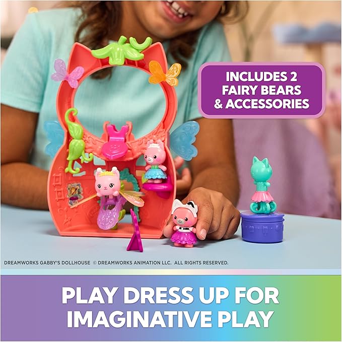 Gabby's Dollhouse Fairylandia, Kitty Fairy’s Flutter-riffic Playset with 12 Pieces & Exclusive Flutter-riffic Ring, Kids Toys for Girls & Boys Ages 3 and Up