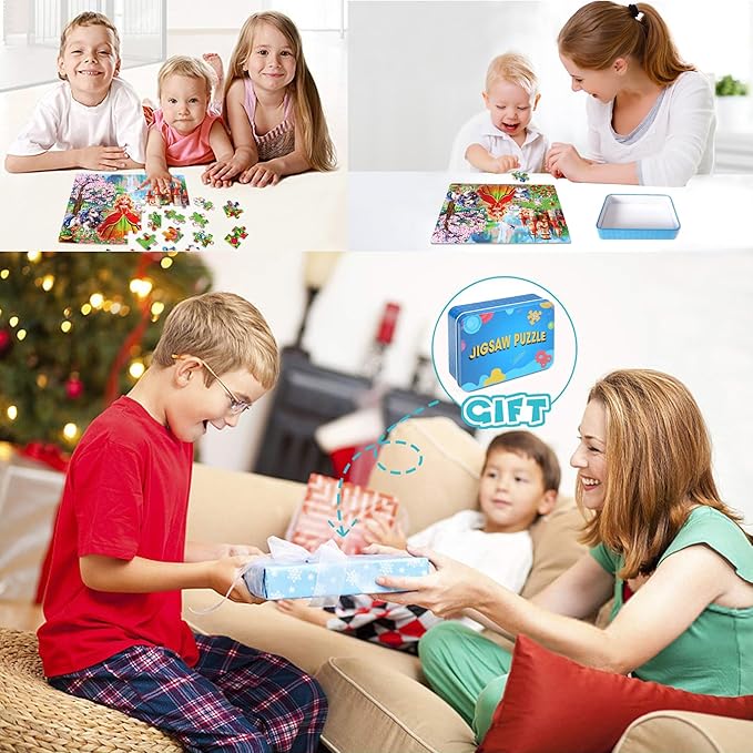 LELEMON 60 Pieces Jigsaw Puzzles for Kids Ages 4-8 Princess and Unicorns Puzzles Boys Girls Children Learning Educational Puzzles Portable Box Pack Toy