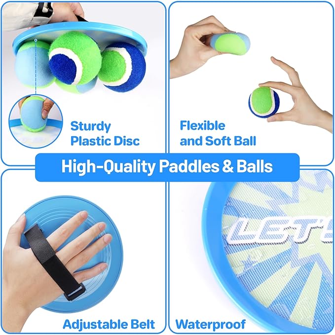 ANNKIE Kids Toys Toss and Catch Ball Set Game with 4 Paddles 4 Balls,Beach Toy Pool Toy Outdoor Yard Game for Kids Ages 3-12,Toys for Toddlers Age 3-5, Gifts for 3 4 5 6 7 8 9 10+ Year Old Boys Girls