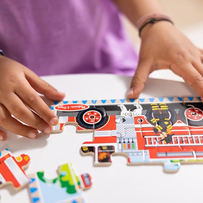Melissa & Doug Wooden Jigsaw Puzzles in a Box 2-Pack for Preschool Boys and Girls – Pets, Vehicles