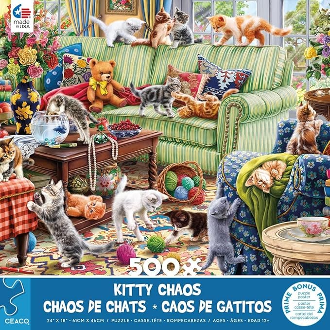 Ceaco - Paws Gone Wild - Kitty Chaos - 500 Piece Jigsaw Puzzle