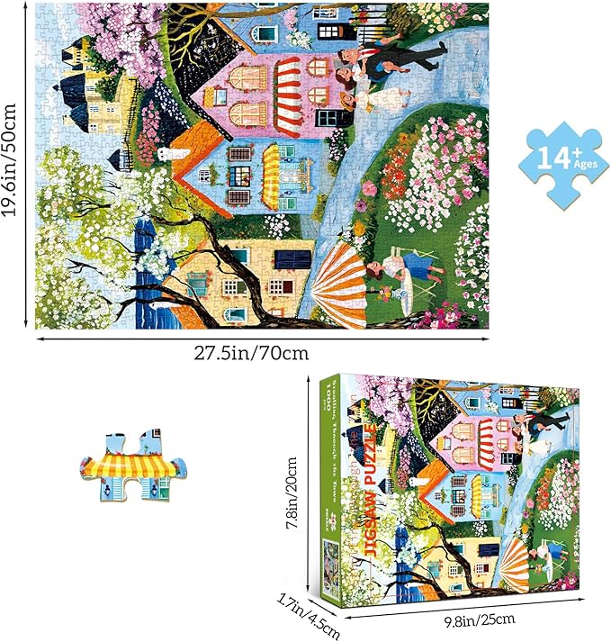 Jigsaw Puzzles for Adults 1000 Pieces, Interlock Perfectly No Dust, Impossible Difficult Hard Fun 1000 Piece Jigsaw Puzzles for Adults-1:1 Poster-Village Stroll