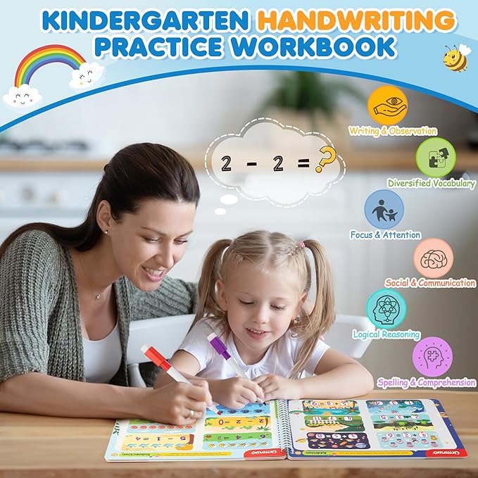 Preschool Learning Activities Kindergarten Workbooks, Toddler Alphabet Learning Educational Toys for 2 3 4 5 Year Old, Writing Practice Tracing Activity Books, Travel Toys,Learning Book Gifts for Kids