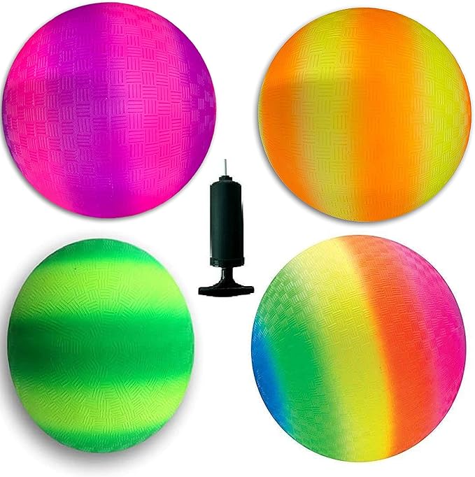 Toys+ 8.5 Inch Playground Balls Red, Blue, Green, Yellow and Rainbow!