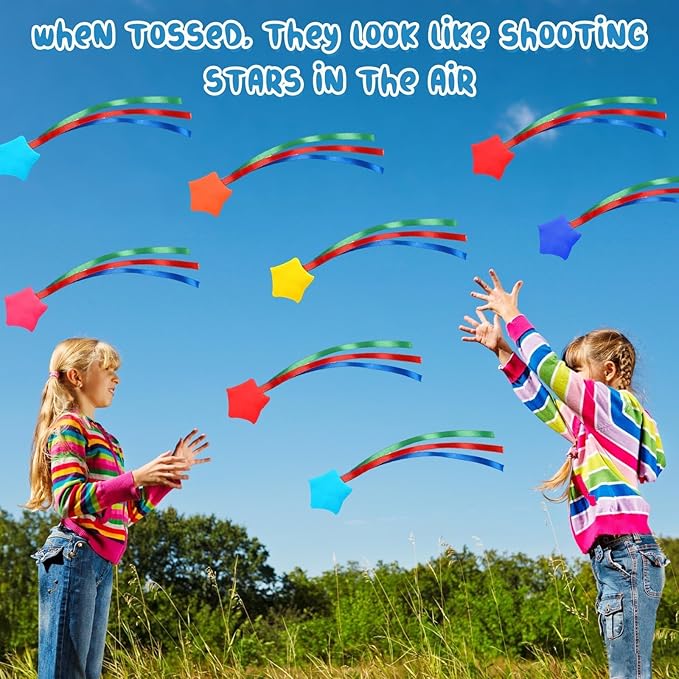 36PCS Star Bean Bags Toss for Kids Small Cornhole Bean Bags for Tossing with Storage Bag Hand Tossing Family Game Colorful Mini Star Shaped Beanbag with Ribbons Toddler Carnival Outdoor Sport Supply