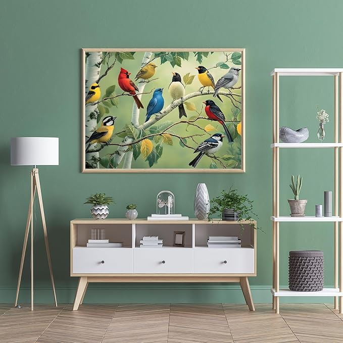 Puzzles for Adults 1000 Pieces, Bird Puzzle 1000 Pieces - Whispers of Spring, Unique Difficult Landscape Puzzle, Colorful Bird Jigsaw Puzzle, Finished Size 27.56 * 19.69", with 1:1 Poster