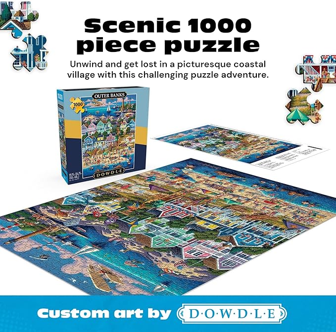 Buffalo Games - Dowdle's Outer Banks 1000 Piece Jigsaw Puzzle, Made in USA, Recycled Premium Board, Reference Diagram