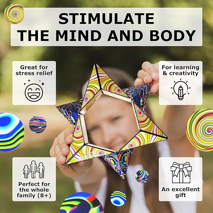 Shashibo Shape Shifting Box - STEM Fidget Toy with Ultra Strong Magnets - Sensory Puzzle Cube Transforms Into 100+ Shapes, Easter Basket Stuffers Gift for Kids, Teens, and Adults (Technicolor)