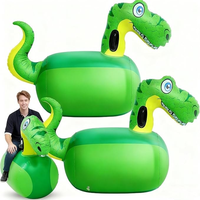 Hiboom 2 Pcs Giant Inflatable Hopping Toys 51 Inch Bouncer Animal Toys Ride on Animal Bouncy on Hopping Hopper Toy for Birthday Party Gifts Supplies(Dinosaur)