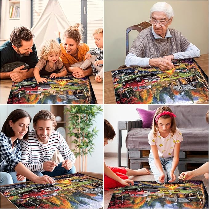 500 Pieces Puzzle for Adults,Car Deer Forest Fall Puzzle,Recycled Cardboard Jigsaw Puzzles 500 Pieces,Challenging Puzzles Game Home Decor Birthday Party Gift Toy for Adults Seniors 20.5 * 15 in