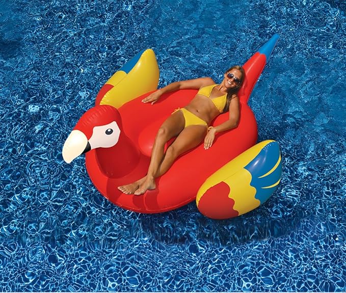 SWIMLINE ORIGINAL 90629 Giant Inflatable Parrot Pool Float | Colorful Ride-On Raft with Stable Wings & Legs | Lounge Floatie Perfect for Parties & Lounging