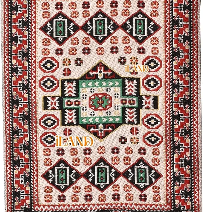 iLAND Miniature Dollhouse Accessories of Carpet for Dollhouse Furniture on 1/12 Scale and 3” - 12” Dolls, Woven Dollhouse Rugs 6” x 3.8” (2pcs Rhythm)