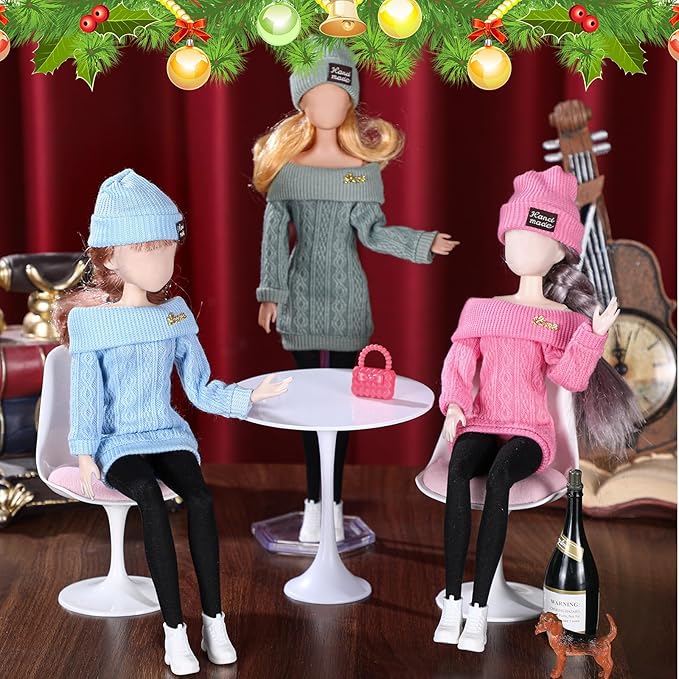 Geyoga 12 Pcs Doll Clothes and Accessories for 12 Inch Summer Dolls Sweater Pants Shoes Hat Outfits Doll is Not Included(Sage Green, Light Blue, Rose Red,12 Inch)