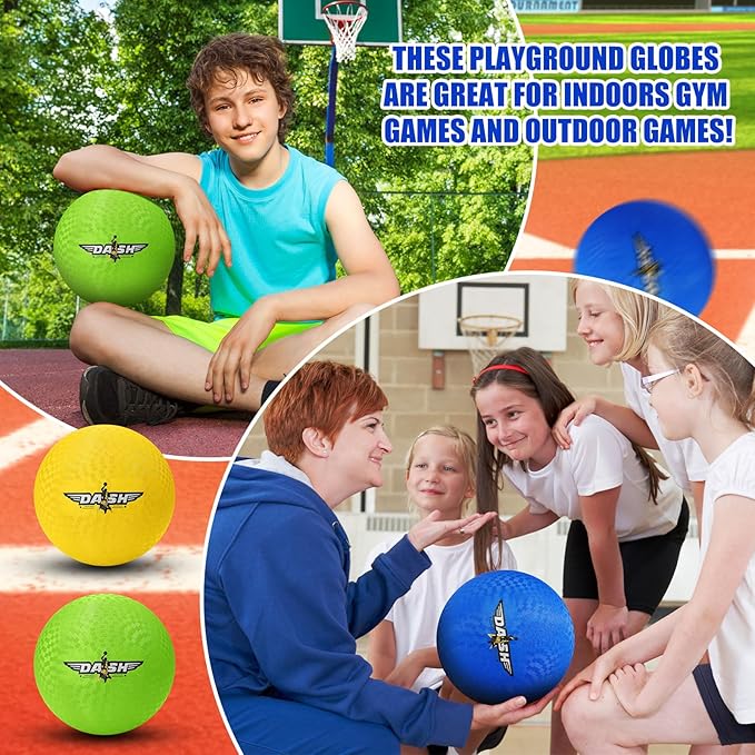 Jerify 8.5 Inches Playground Balls Kickball Bulk, Colorful Inflatable Sports Bouncy Balls, Dodgeball, Kickball for Official Play, and Fun Indoor and Outdoor Toys and Gift