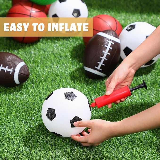 Operation Christmas Balls Bulk with Pump for Kids 5" Deflated Soccer Basketball Football 6.3" Playground Balls Christian Charity Donation Supplies for Toddlers Indoor Outdoor