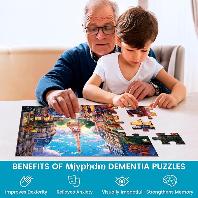 6 Packs 36 Pieces Large Puzzles for Seniors,Dementia Puzzles for Elderly Adults,Jigsaw Puzzles for Adults Seniors with Alzheimer's Dementia with 6 Storage Bags