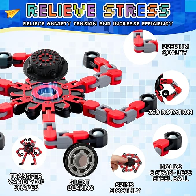 Easter Basket Stuffers for Boys,24PCS Transformable Fidget Spinners,Easter Fidget Party Favors,Easter Egg fillers Sensory Bulk Robot Fidget Stress Relief Toys for Kids Boys Girls 8-12