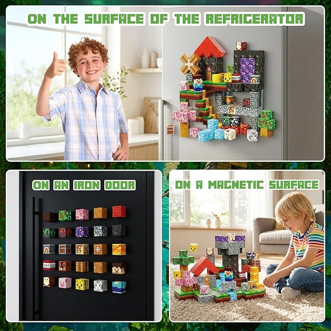 Magnetic Building Blocks, STEM Toys Educational Magnet Cubes for Kids Ages 4-12 (Rock Forest-200pcs)