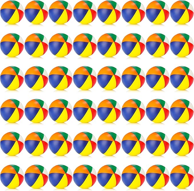 Jerify 48pcs Mini Beach Stress Balls 2.5 Inch PU Foam Relief Stress Squeeze Ball Beach Party Favors Small Summer Pool Relief Toys for Kids Birthday Hawaiian Luau Party Pool Water Games(Usual Color)