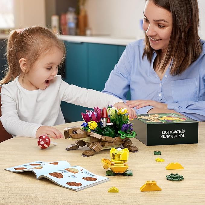 Sea Turtle Succulent Planter Building Set, Compatible with Lego Turtle Flowers Pot Building Kit, Animals Botanical Collection Blocks Toys, for 6+ Girls, Women, Home Plants Decor, Gifts
