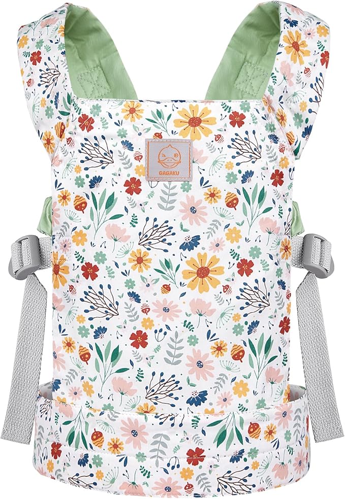GAGAKU Baby Doll Carrier for Girls, Toddlers and Kids - Adjustable Straps, Reborn Accessories - Green (Pinecones)