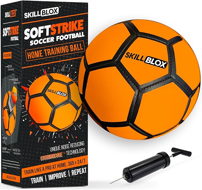 SoftStrike Home Indoor Skills Training Soccer Ball - Soccer Gifts for Boys - Skills Ball for House - Size 4