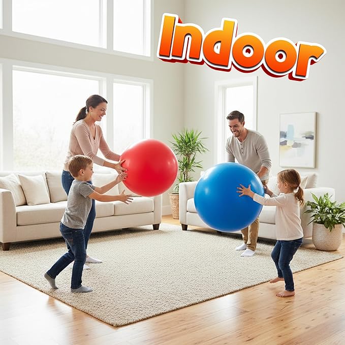 Jumbo 18-Inch Playground Balls (2 Pack, Red & Blue) - Giant Large Inflatable Rubber Kickball for Kids and Toddlers, Boys & Girls Backyard, Sports, Gym, Recess, Indoor & Outdoor Games w/Pump