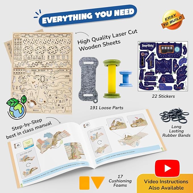 Smartivity DIY Robotic Mechanical Hand STEM Toy for Kids 8-14 Years Old | Parents Choice Award Winner I Birthday Gift for Kids | Engineering Kit for 8, 9, 10, 11, 12, 13, 14 Years Old Boys & Girls