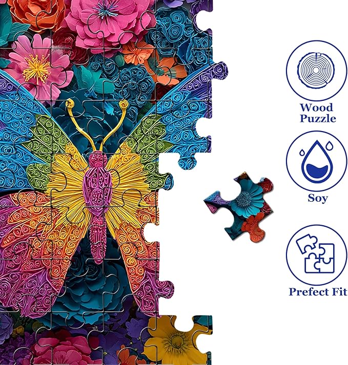 Butterfly Puzzles for Adults 1000 Pieces,Challenging Colorful Flower Butterflies Puzzles,Great Gift for Butterfly Lovers