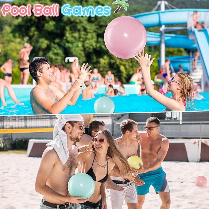 18 Pcs 24 16 12 Inch Inflatable Beach Balls Bulk Pastel Color Jumbo Big Macaron Beach Balls Summer Swimming Party Favor for Water Games Disco Party Outdoor Sport