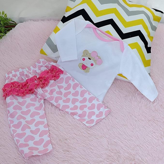 ZIYIUI Reborn Baby Dolls Clothes Reborn Doll Clothe 4pcs Pink Set Reborn Dolls Outfit Accessories for 17-22 Inch Newborn Baby Doll Boy&Girl