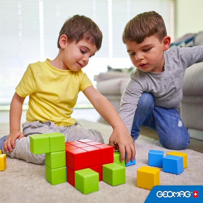 Geomag Magicube Magnetic Building Blocks for Toddlers Ages 1–5, Swiss-Made STEM Toy (24-Piece - Montessori)