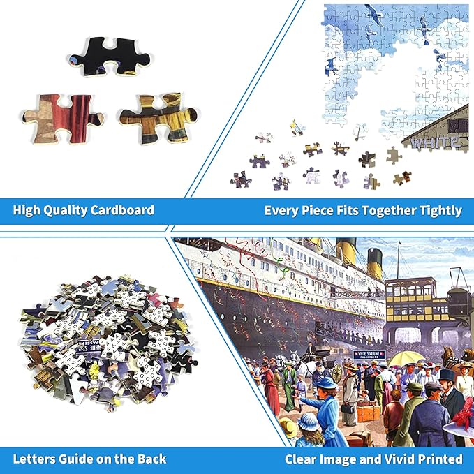 1000 Piece Puzzle for Adults R.M.S. Titanic Jigsaw Puzzle 1000 Pieces Cruise Ship Oil Painting Puzzle 1000 Pieces Intellectual Game Puzzles for Adults Teens Seniors Challenging Puzzles