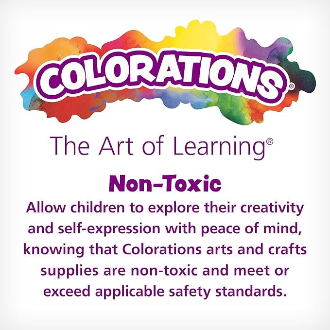 Colorations Washable Tempera Paint Set, 6 Colors, Non-Toxic, Vibrant, Kids' Art Supplies