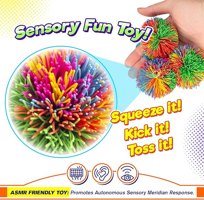 JA-RU Mini Stringy Balls for Kids (2-Pack, 3 Stringy Ball Each) Sensory Stress Balls for Kids w/ Rubber Strings. Stress Relief Toy. Party Favors & Goodie Bags Stuffers for Teens. 1072-2s